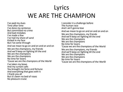 we are the champions lyrics|we are the champions song.